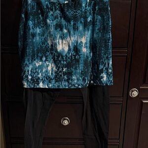 Legacy Blue and Black Patterned legging skort
